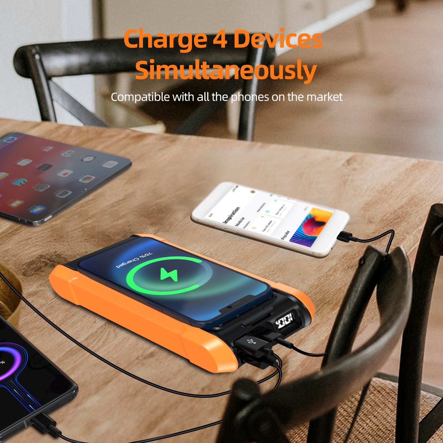 Electronics Product Solar Wireless charger Power Bank PD3.0 IP65 Camping Hiking Smart Rugged Phone Solar Power Bank 20000mah