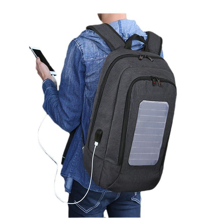 2025 Durable Solar Travel Backpack Waterproof High School College Book Bag Teens Day Pack Schoolbag with USB Charging Port