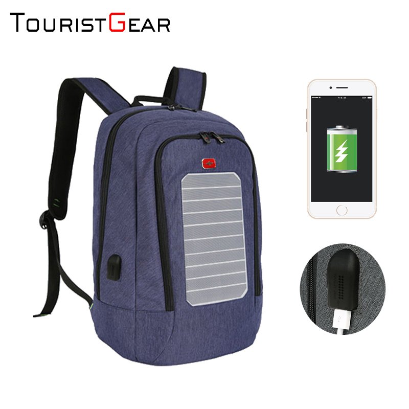 2025 Durable Solar Travel Backpack Waterproof High School College Book Bag Teens Day Pack Schoolbag with USB Charging Port