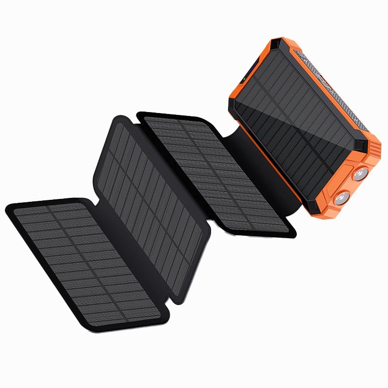 RUNCEIN Solar Charger Power Bank 20000mAh Solar Phone Fast Charger with LED Flashlight IP65 Portable Power Bank for Outdoor