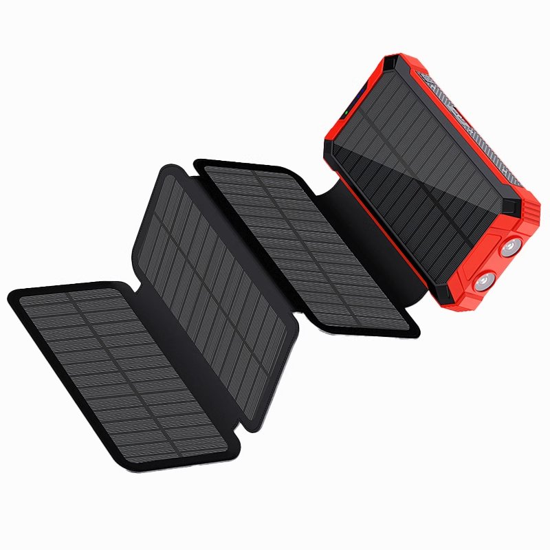 RUNCEIN Solar Charger Power Bank 20000mAh Solar Phone Fast Charger with LED Flashlight IP65 Portable Power Bank for Outdoor