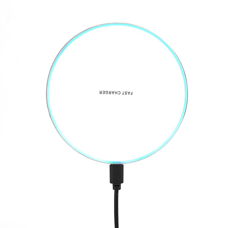 10W Pad Luminous LED Light 15W Phone Fast Charging Travel Portable Round Custom Logo Wireless Charger