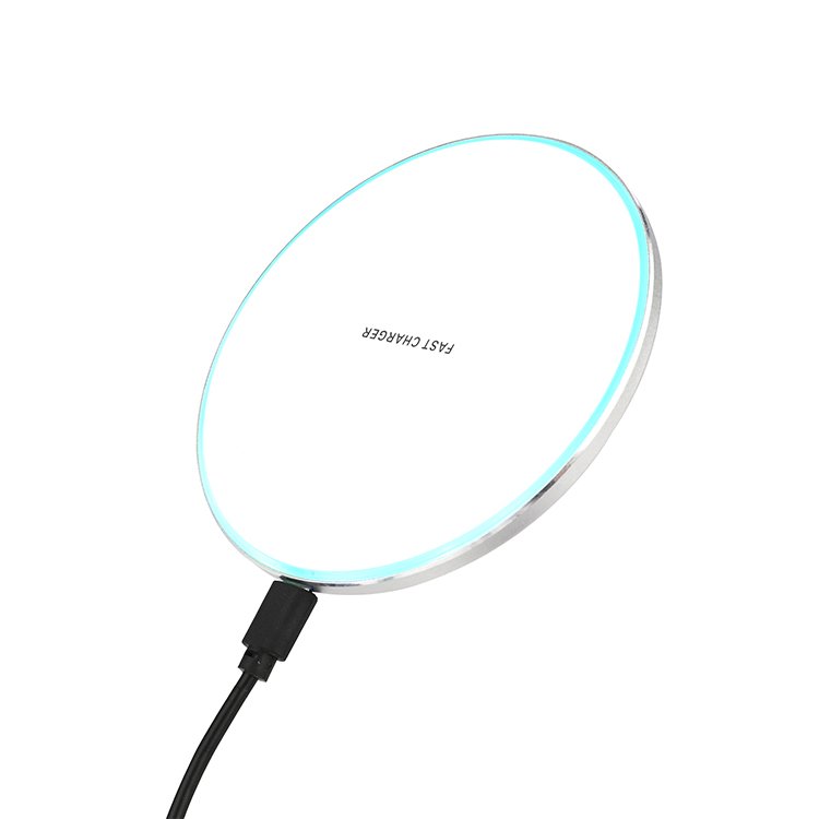 10W Pad Luminous LED Light 15W Phone Fast Charging Travel Portable Round Custom Logo Wireless Charger