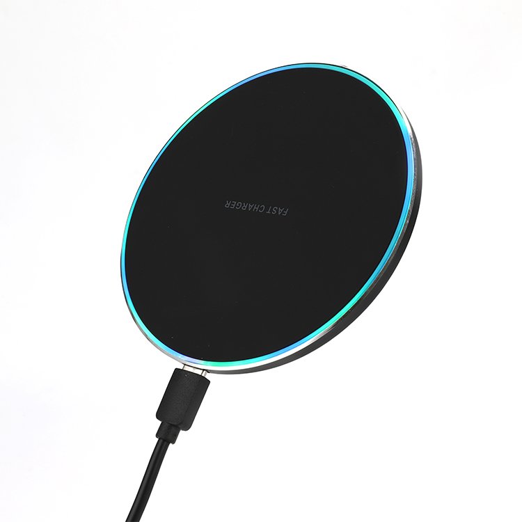 10W Pad Luminous LED Light 15W Phone Fast Charging Travel Portable Round Custom Logo Wireless Charger