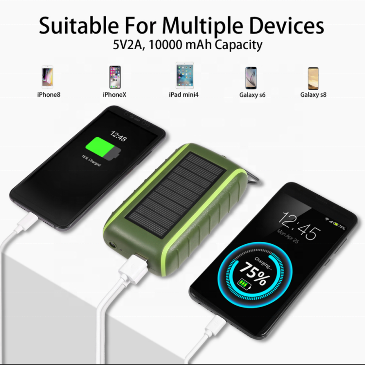 Workingda Emergency Survival Solar Hand Crank Power bank with Self Powered Flashlight