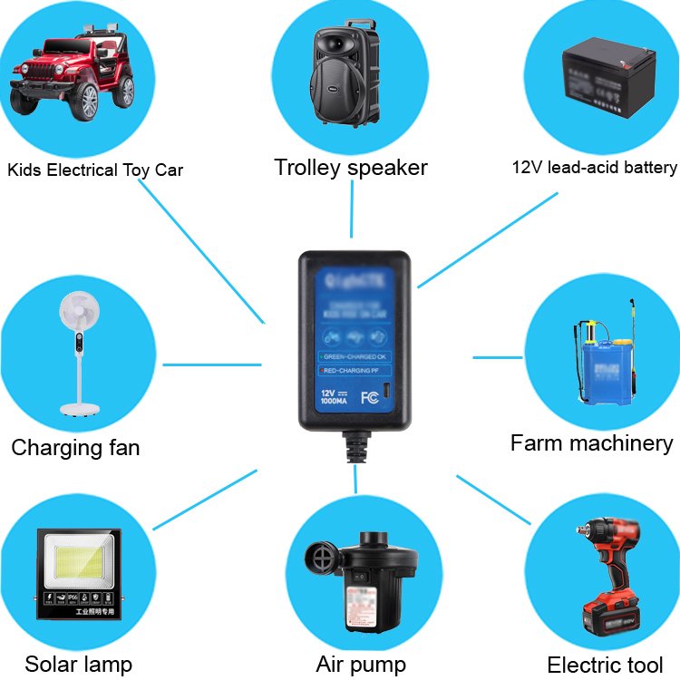 FCC CE Certified 6V 12V 24V OEM/ODM Charger Kids' Ride-on Car US/EU/UK Power Supply Charging Lead Acid Battery Toy Car Charger