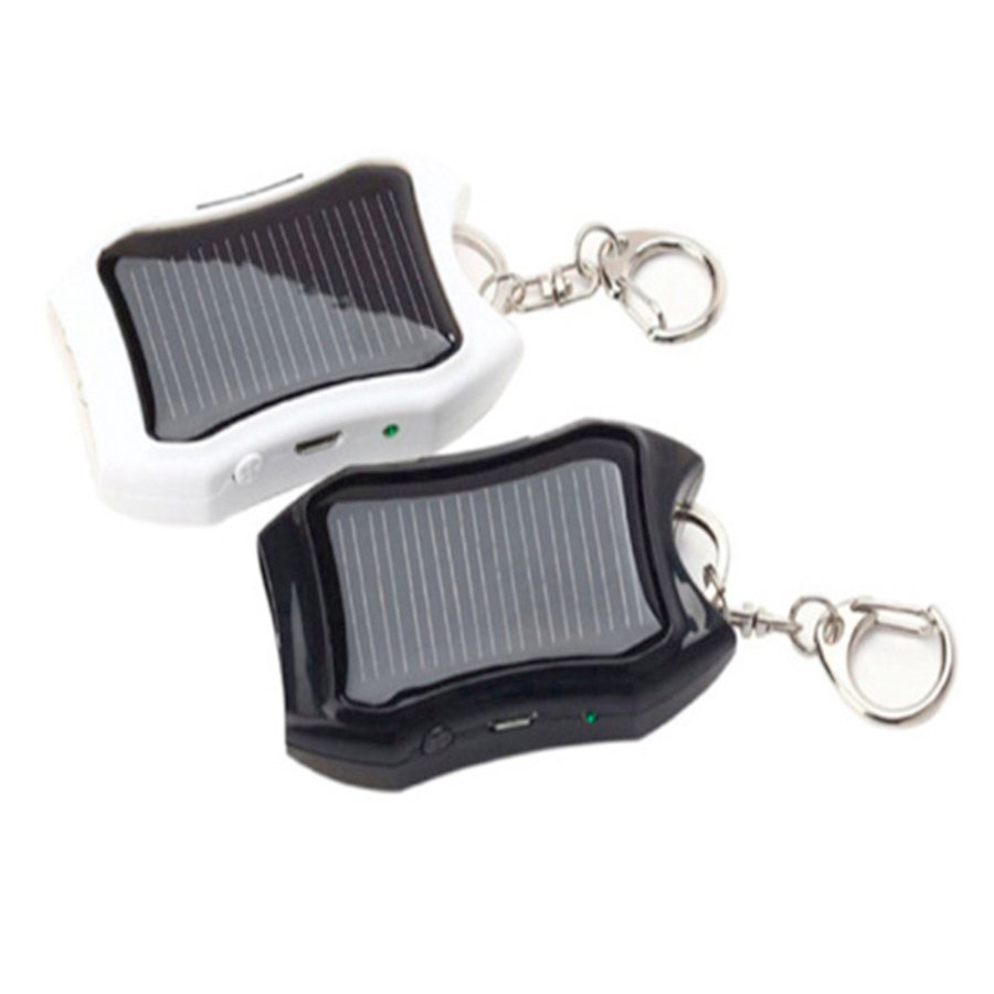 Universal Customized Solar Keychain Charger 1000mAh Mini Mobile Power Supply LED Flashlight USB Emergency Charging