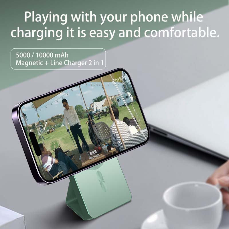 10000mAh 15W Magnetic Wireless Power Bank PD20W Fast Charging Wireless Power Banks Portable Charger with Stand for iPhone 16Pro