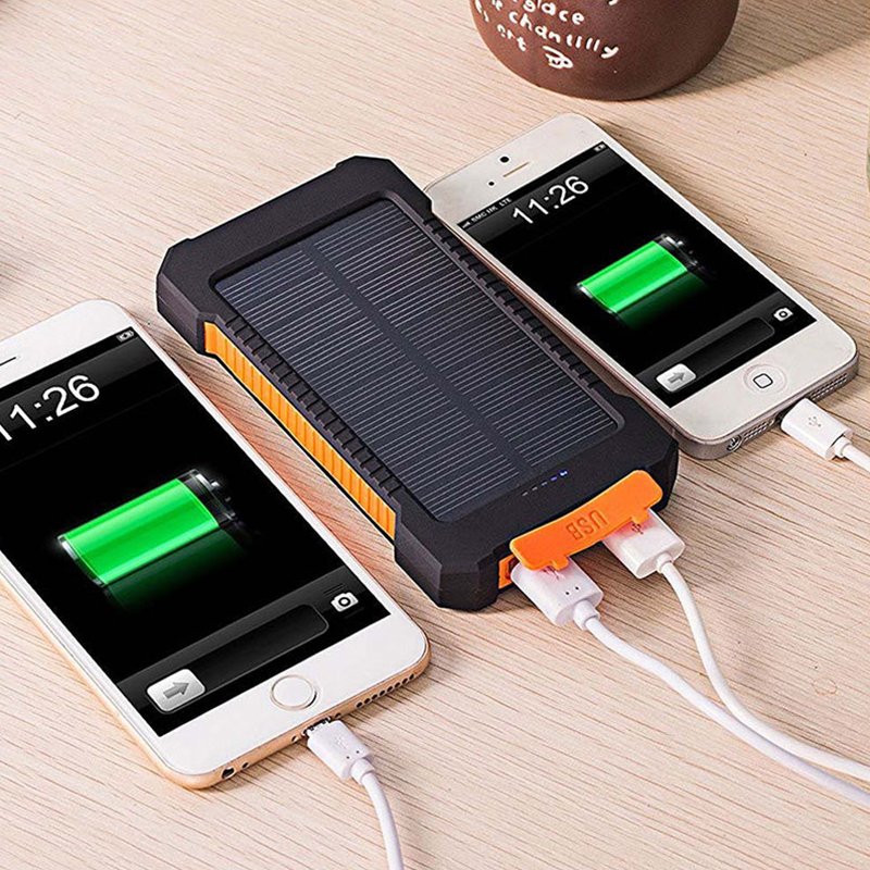Shenzhen free logo adding Portable Solar Power Bank Waterproof Powerbank 20000mah Charger With Led Light