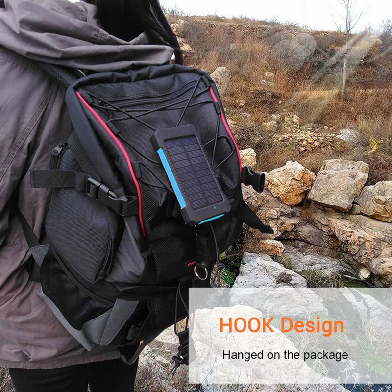 Shenzhen free logo adding Portable Solar Power Bank Waterproof Powerbank 20000mah Charger With Led Light