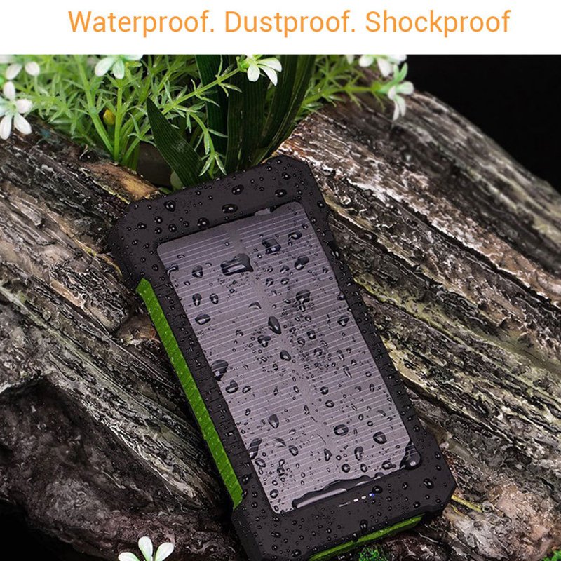 Shenzhen free logo adding Portable Solar Power Bank Waterproof Powerbank 20000mah Charger With Led Light