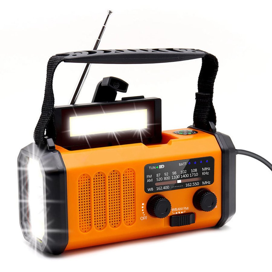 Multifuncional Lamping New Solar Powered Hand-Cranked Rechargeable Portable Flashlight Reading Light Power Bank