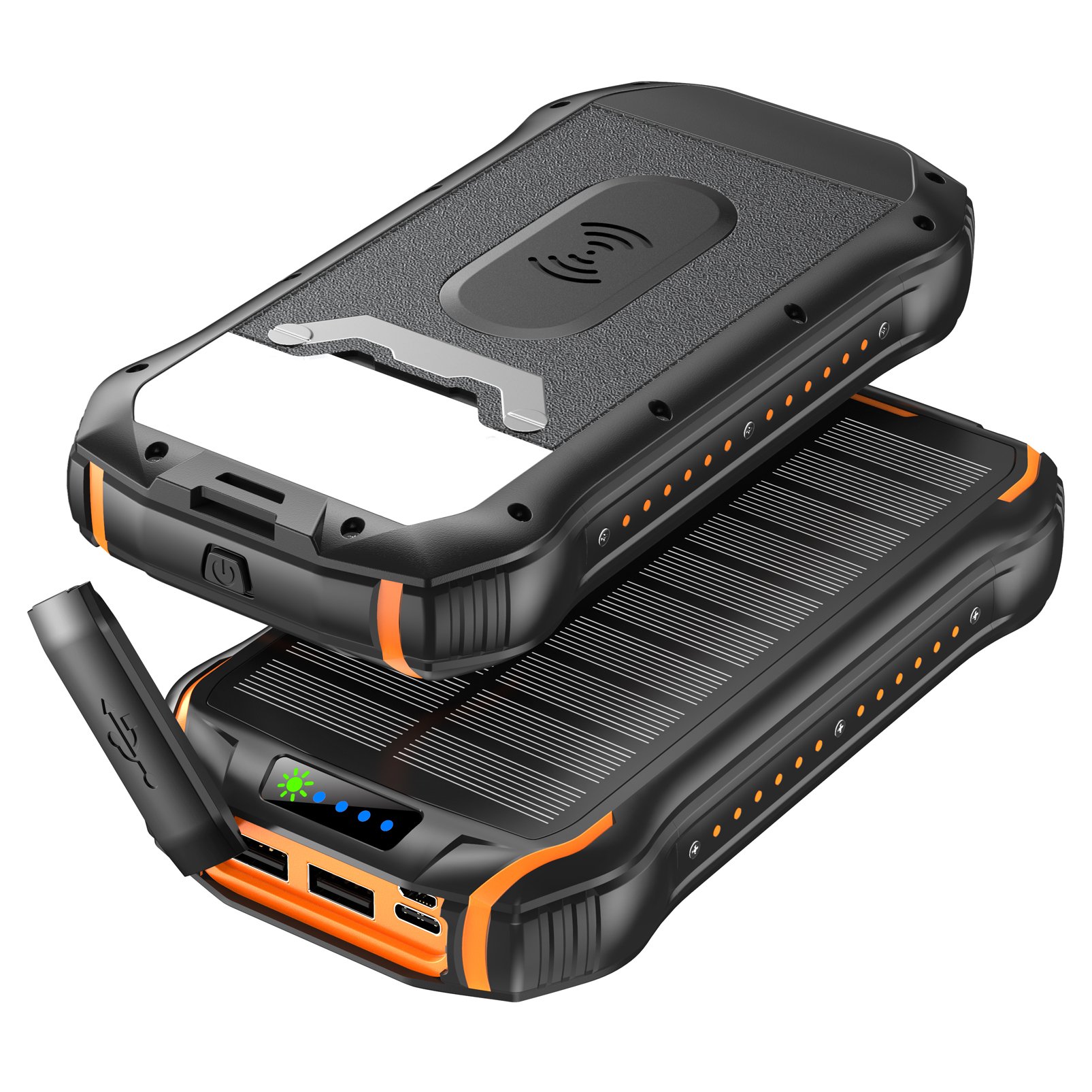 2024 Best Selling Products Outdoor Waterproof High Capacity 20000mAh Wireless Charger Portable 2 In 1 Solar Power Bank