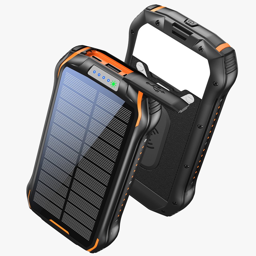 2024 Best Selling Products Outdoor Waterproof High Capacity 20000mAh Wireless Charger Portable 2 In 1 Solar Power Bank