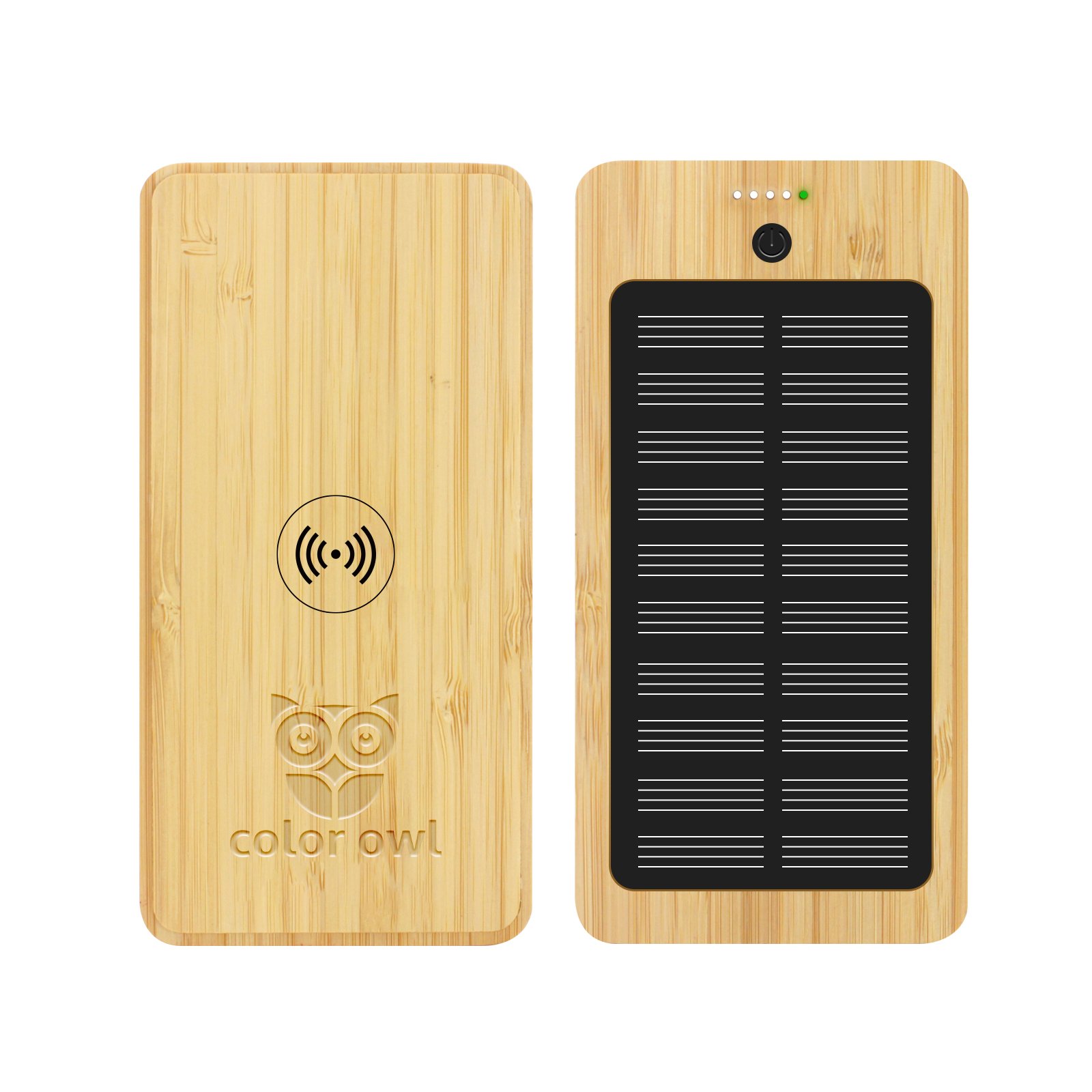 New Product 2025 Eco-friendly Gift Bamboo 5W Wireless Charger Powerbank Powerful Portable Solar Power Banks & Power Station