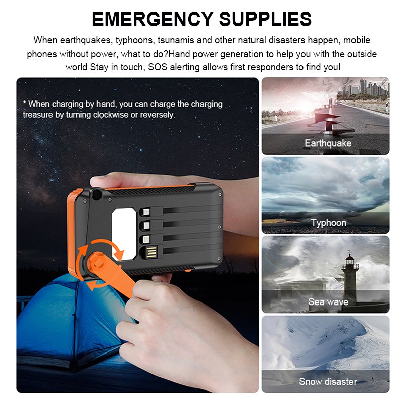 Outdoor portable lighting Solar charging Magnetic Wireless charging LED display screen High-capacity 20000mAh Mobile Power bank
