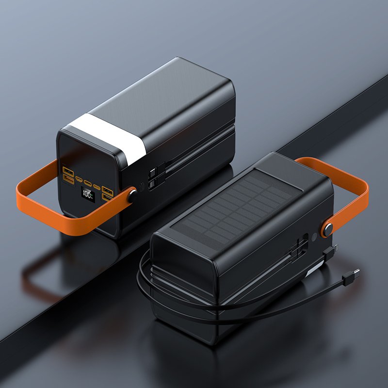 SK80 Solar power bank super large capacity 100000mAh portable power bank built in cables outdoor for mobile power supply