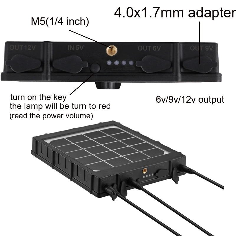 WG8000 Wildlife Trail Camera Solar Panel Build in 18650 Li Battery output 6v 12v Solar Power Pack Charger for Spypoint Cameras