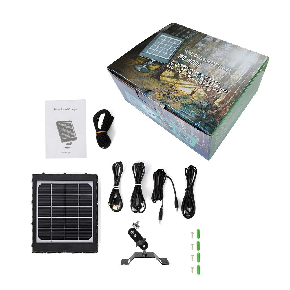 WG8000 Wildlife Trail Camera Solar Panel Build in 18650 Li Battery output 6v 12v Solar Power Pack Charger for Spypoint Cameras