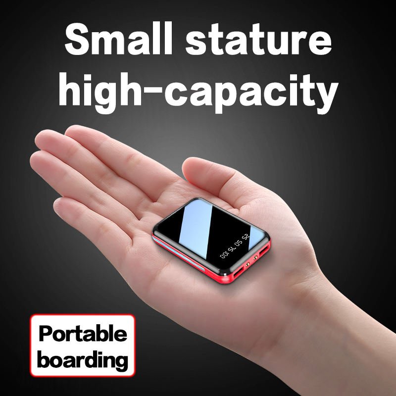 Factory wholesale 5000mah mini dual USB mobile charger Ultra-thin mobile power full mirror charging bank