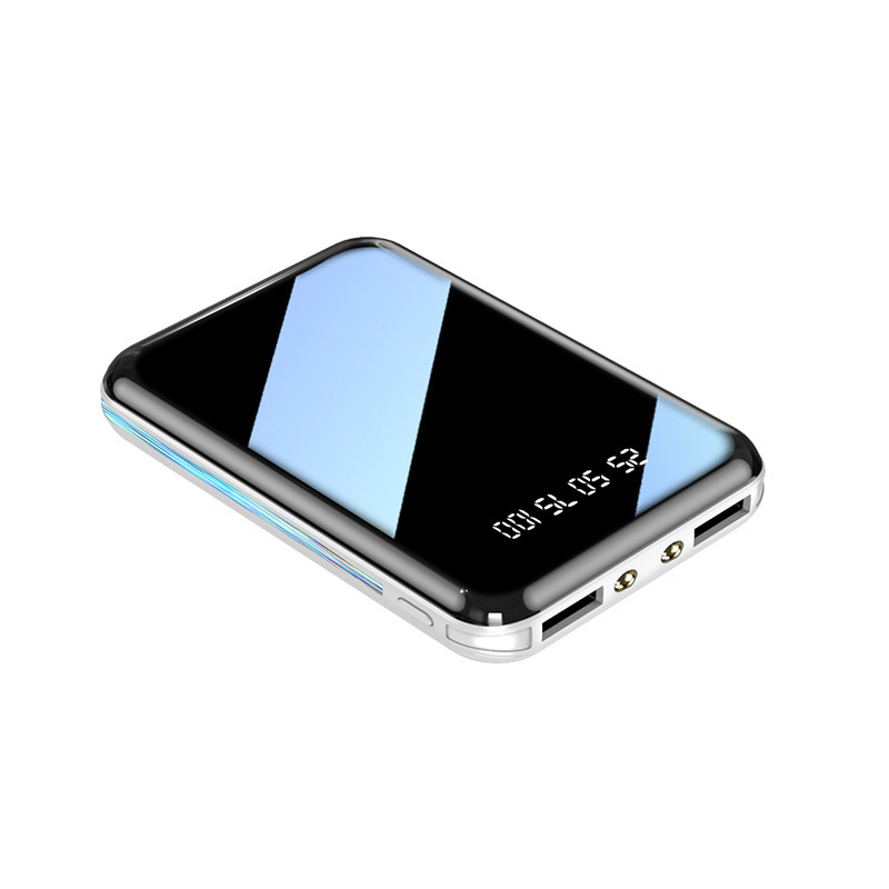 Factory wholesale 5000mah mini dual USB mobile charger Ultra-thin mobile power full mirror charging bank