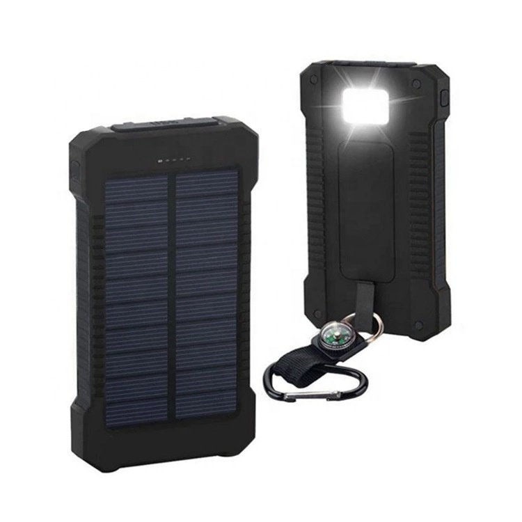 High Quality 10000mAh Waterproof Solar Panel Powerbank Fast Charging Phone Charger Display Portable 10000mah Solar Power Bank