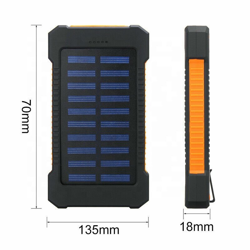 High Quality 10000mAh Waterproof Solar Panel Powerbank Fast Charging Phone Charger Display Portable 10000mah Solar Power Bank