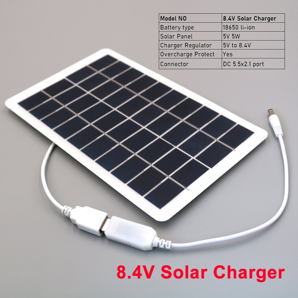 USB booster solar panel DC output 4.2V 8.4V 12.6V charger to lithium battery 5V 2W 4W 5W 7.5W solar panel