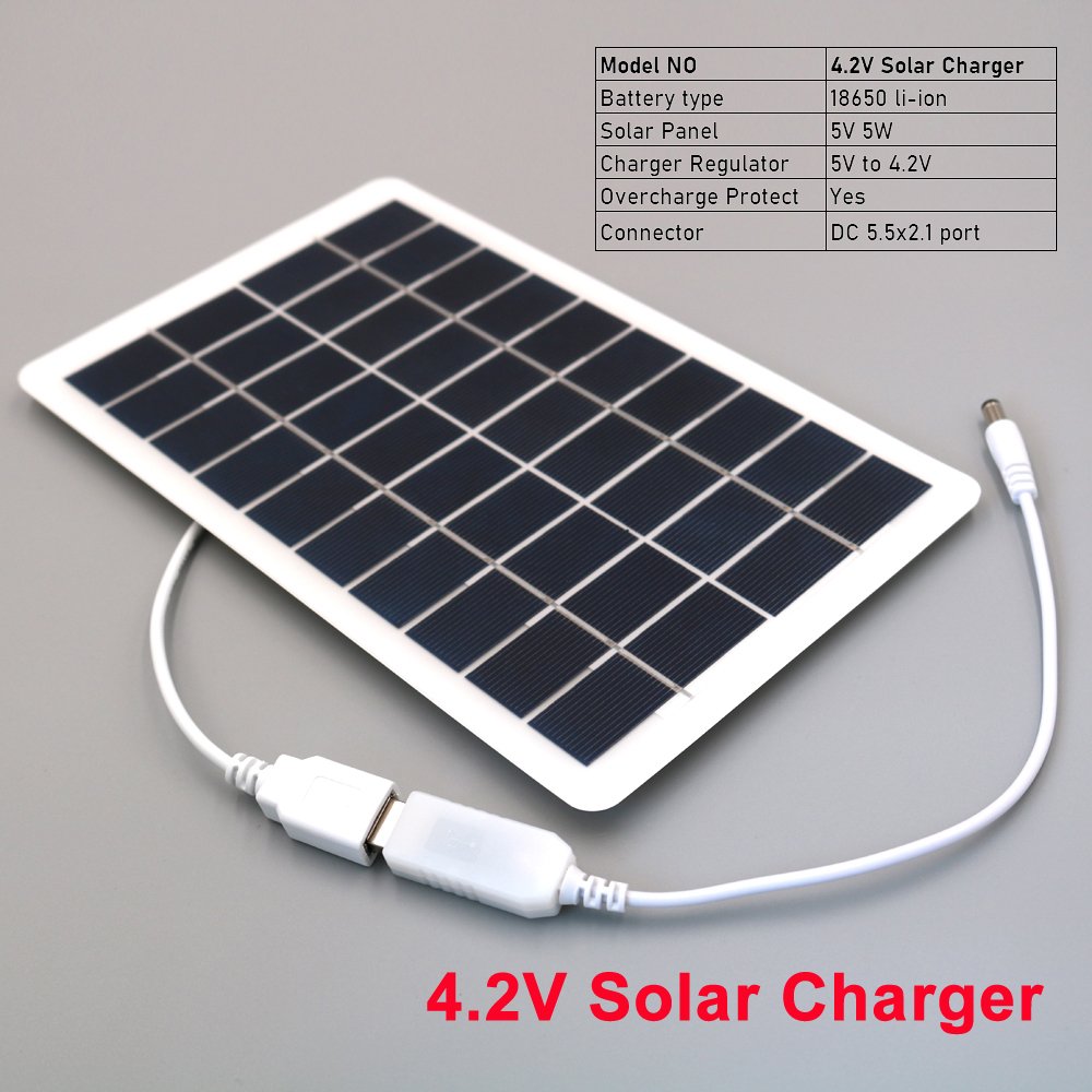USB booster solar panel DC output 4.2V 8.4V 12.6V charger to lithium battery 5V 2W 4W 5W 7.5W solar panel