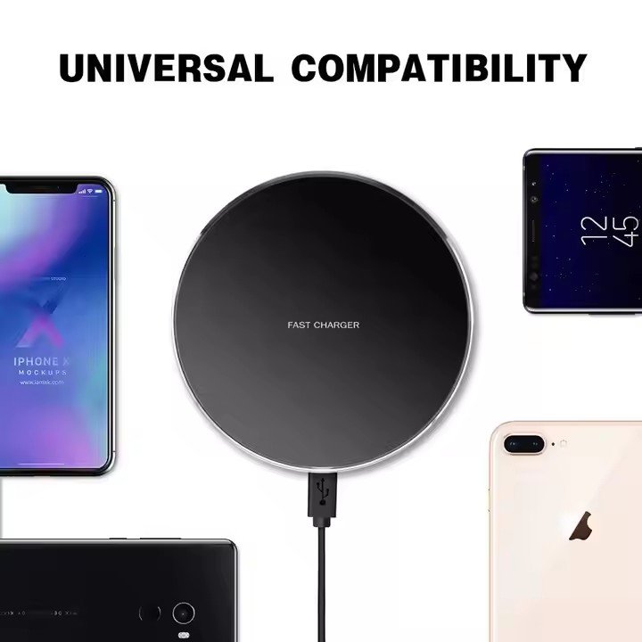 Jmax Trending 2024 Best 15W Portable Qi Wireless Charger Pad LED Light Fast Charging Wireless Mobile Phone Charger for iPhone