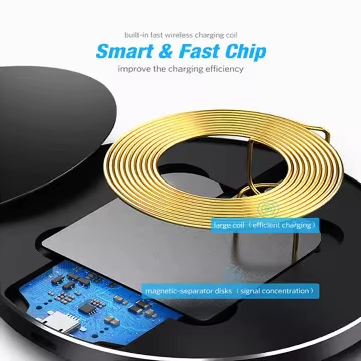 Jmax Trending 2024 Best 15W Portable Qi Wireless Charger Pad LED Light Fast Charging Wireless Mobile Phone Charger for iPhone