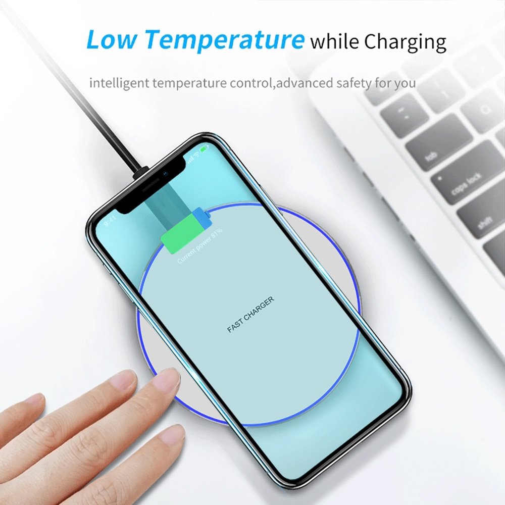 Jmax Trending 2024 Best 15W Portable Qi Wireless Charger Pad LED Light Fast Charging Wireless Mobile Phone Charger for iPhone