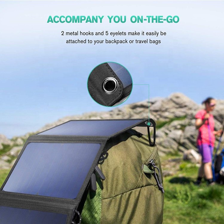 28W Waterproof Mini Portable Solar Panel Sunpower Monocrystalline USB Type C DC Output Foldable Solar Panel for Solar Generator