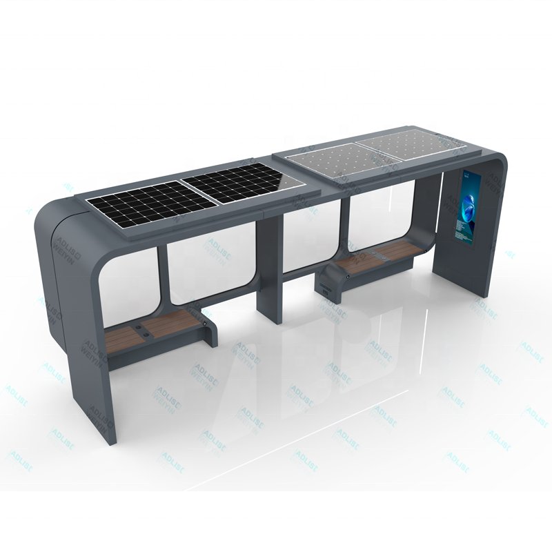 Solar Bus Shelter High Quality Stainless Steel Modern Multi Functional Smart Bus Stop