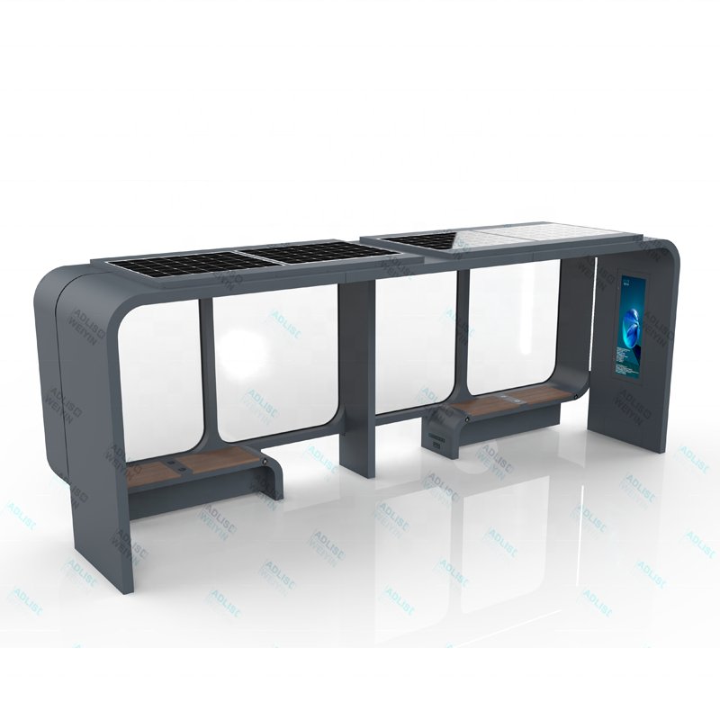 Solar Bus Shelter High Quality Stainless Steel Modern Multi Functional Smart Bus Stop