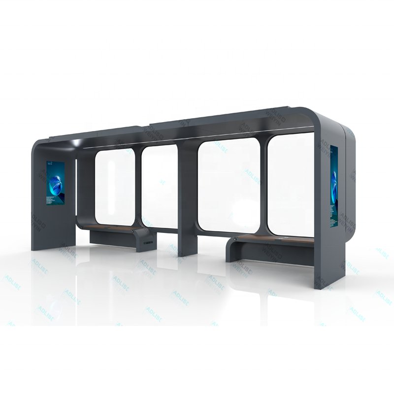 Solar Bus Shelter High Quality Stainless Steel Modern Multi Functional Smart Bus Stop