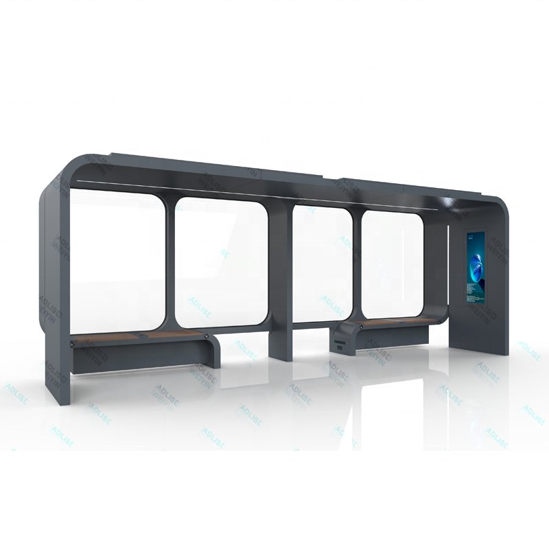 Solar Bus Shelter High Quality Stainless Steel Modern Multi Functional Smart Bus Stop