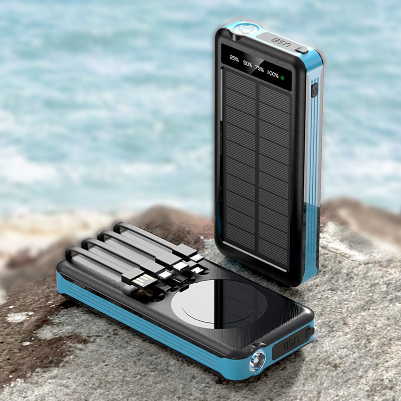 Power Bank Solar Charger 5V3.1A QC 3.0 Dual 2 USB Port Built-in Powerful Flashlight IPX7 Waterproof Dustproof Shockproof)