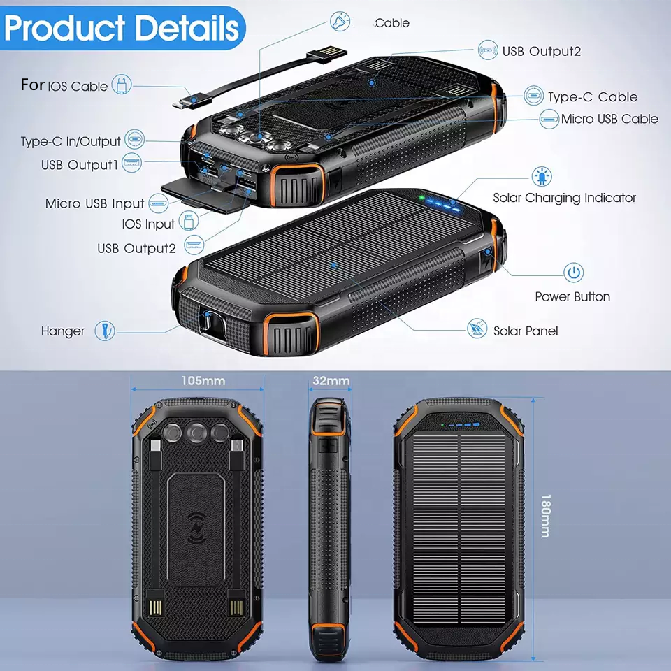 40000mah power banks fast wireless charging powerbank 50000 mah solar wireless 15w