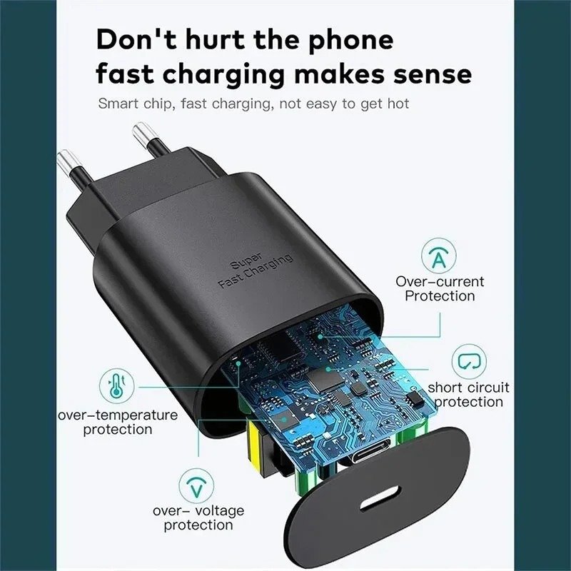 For SAMSUNG 25W Super Fast Charger Power Adapter 3A Type C Cable For iPhone 15 Pro Max For Galaxy Z Flip 6 5 4 3 S24 S23 S22