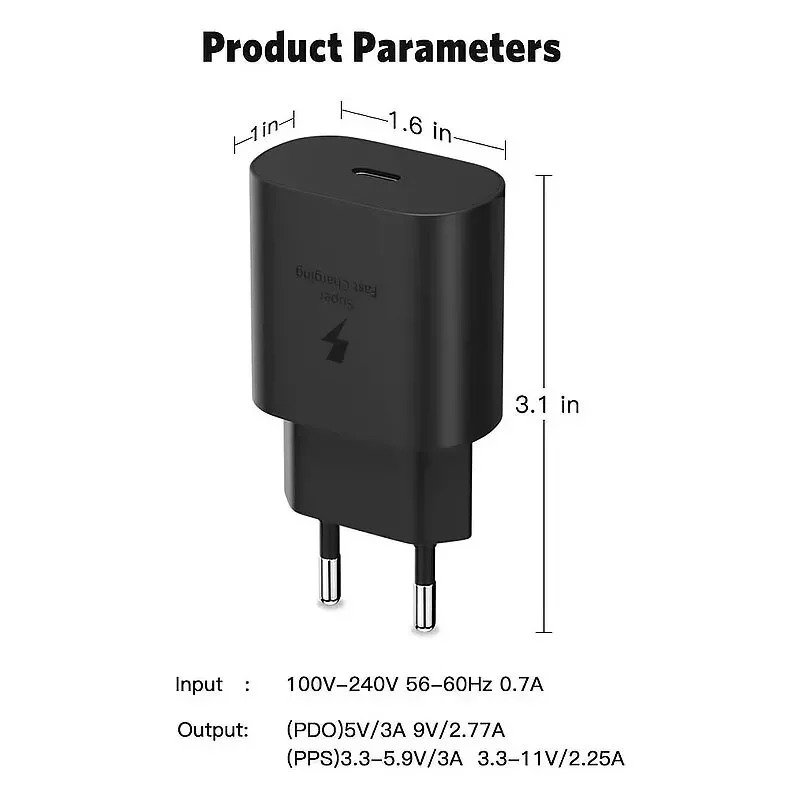 For SAMSUNG 25W Super Fast Charger Power Adapter 3A Type C Cable For iPhone 15 Pro Max For Galaxy Z Flip 6 5 4 3 S24 S23 S22