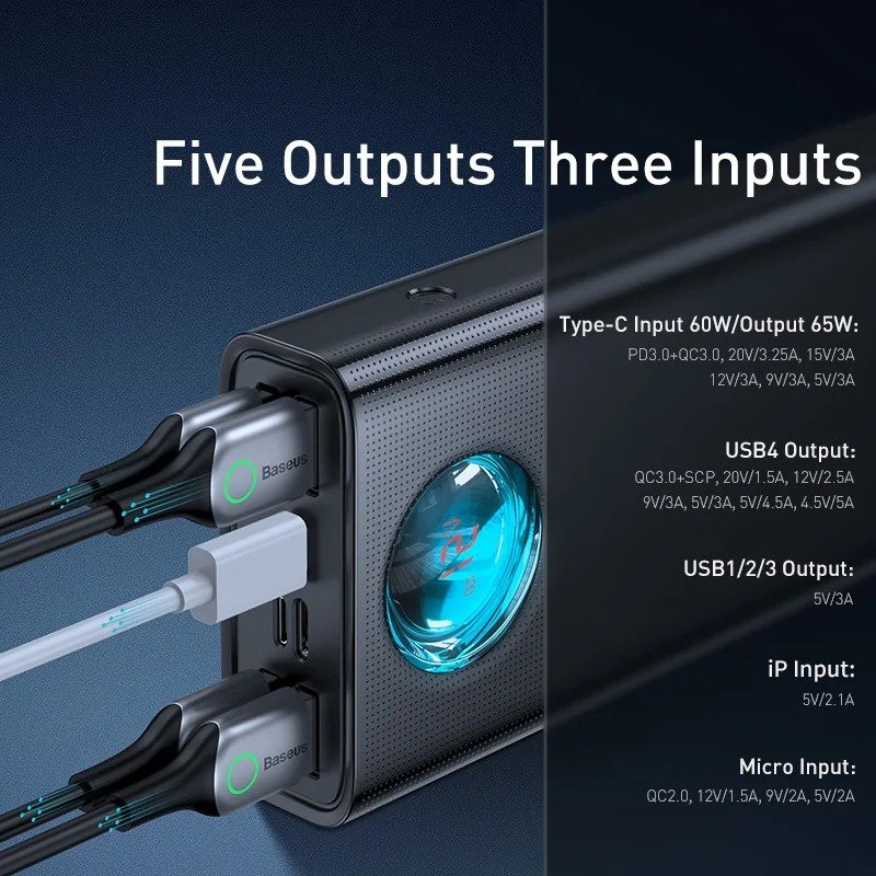 65W Power Bank 30000mAh PD Quick Charge FCP SCP Powerbank Portable External Charger For Smartphone Laptop Tablet