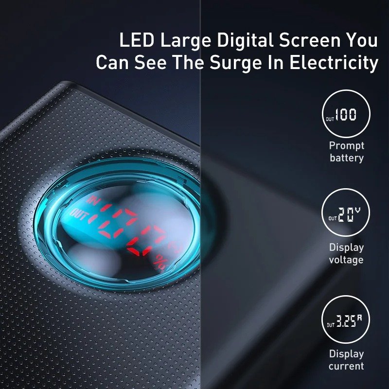 65W Power Bank 30000mAh PD Quick Charge FCP SCP Powerbank Portable External Charger For Smartphone Laptop Tablet