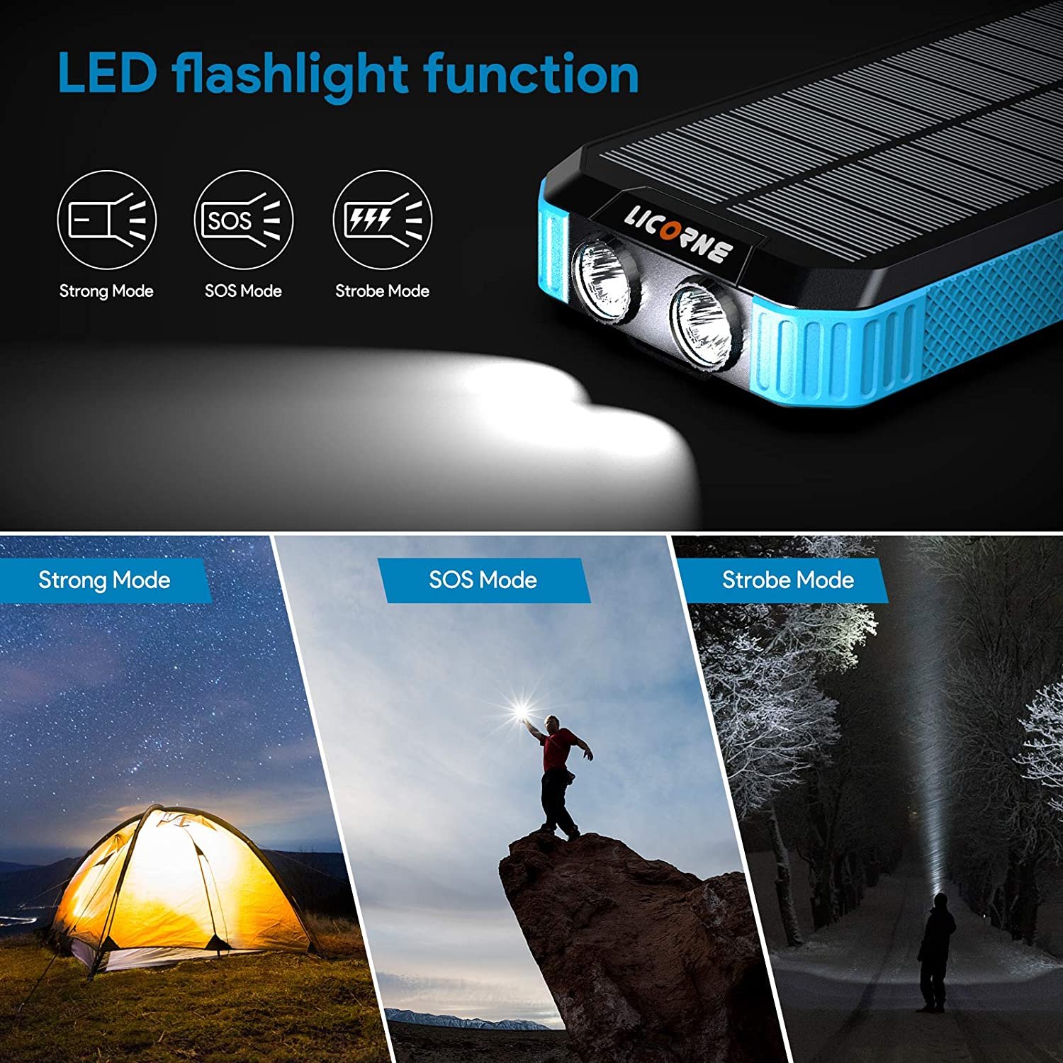 Charger 30000mah Waterproof Solar Power Bank Mobile Powerbank Solar Energy Power Banks For Mobile Phone