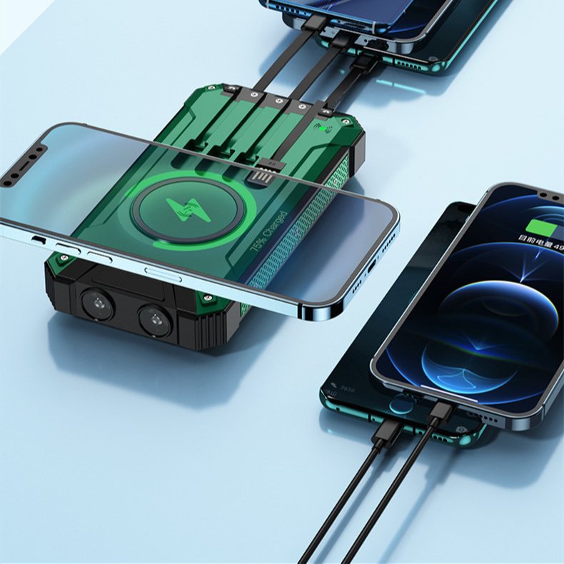 Solar Power Bank Waterproof 20000mAh Solar Charger USB Ports External Charger Powerbank with LED Light