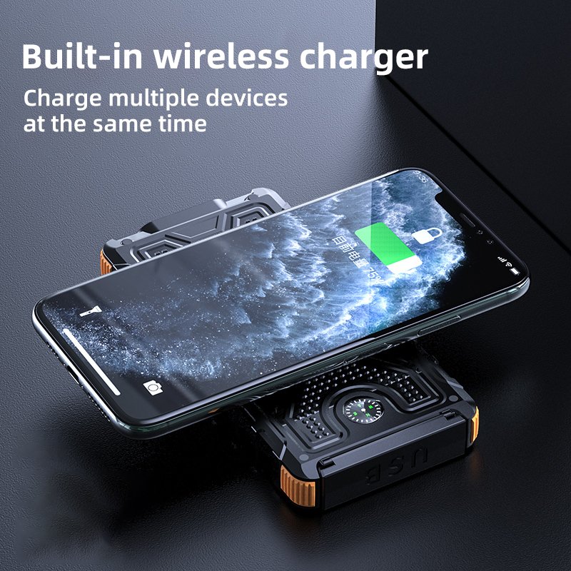 2023 New Products Solar Power Bank Hot Trending 10000mAh Double USB Ultra Slim Electronics Portable Charge Flashlight