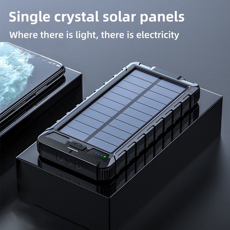 2023 New Products Solar Power Bank Hot Trending 10000mAh Double USB Ultra Slim Electronics Portable Charge Flashlight