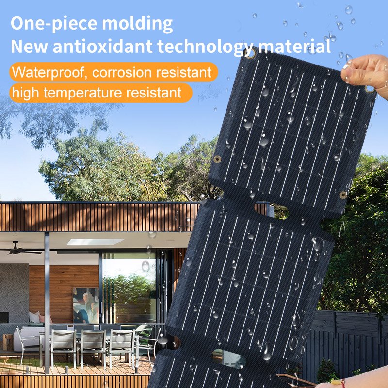 Solar USB+Type-C Charger Fast Charging 21W Portable Foldable High Efficiency Power Panel Cells For Camping