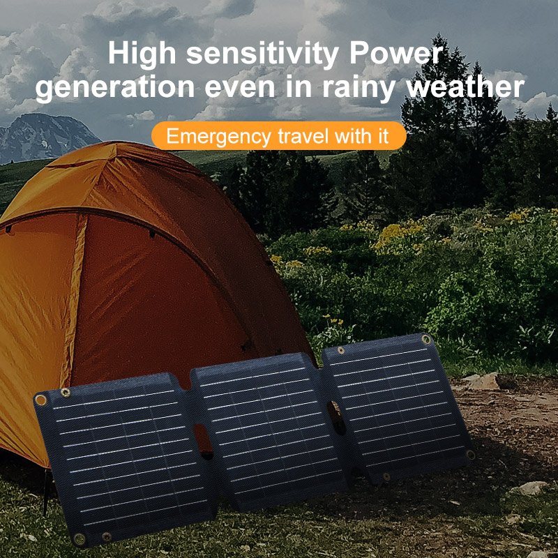 Solar USB+Type-C Charger Fast Charging 21W Portable Foldable High Efficiency Power Panel Cells For Camping
