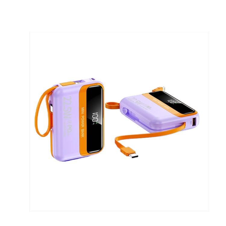 Fast Charger Mobile Power Supply The Mini 22.5w Comes With A Two-wire Charging Bank And A Small 10,000mah White